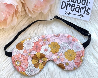 Blush Vintage Style Floral Flower Garden ADJUSTABLE Sleep Eye Mask Travel Gift Idea Sleeping Mask, Birthday Favour Gift