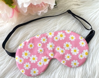 Daisy Flowers on Pink ADJUSTABLE Sleep Eye Mask / Travel Gift Sleeping Mask - Kids and Adults Size