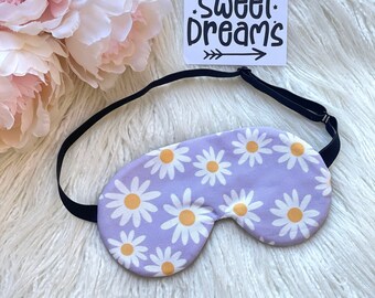 Daisy Flower on Lavender Purple ADJUSTABLE Sleep Eye Mask Travel Gift Idea Sleeping Mask, Birthday Favour Gift