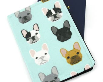 French Bulldog Puppy Leatherette Passport Wallet Style Case Cover For Travel