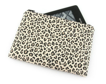 Leopard Print Kindle Padded E-Reader Case, Kindle Sleeve, Amazon Oasis Pouch, Nook Ebook Cover, Paperwhite, NEW 11 Generation Kindle Case