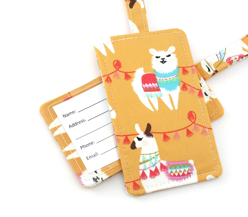 Yellow Cute Llama Luggage Tags Bag Travel Labels For Baggage Suitcase 