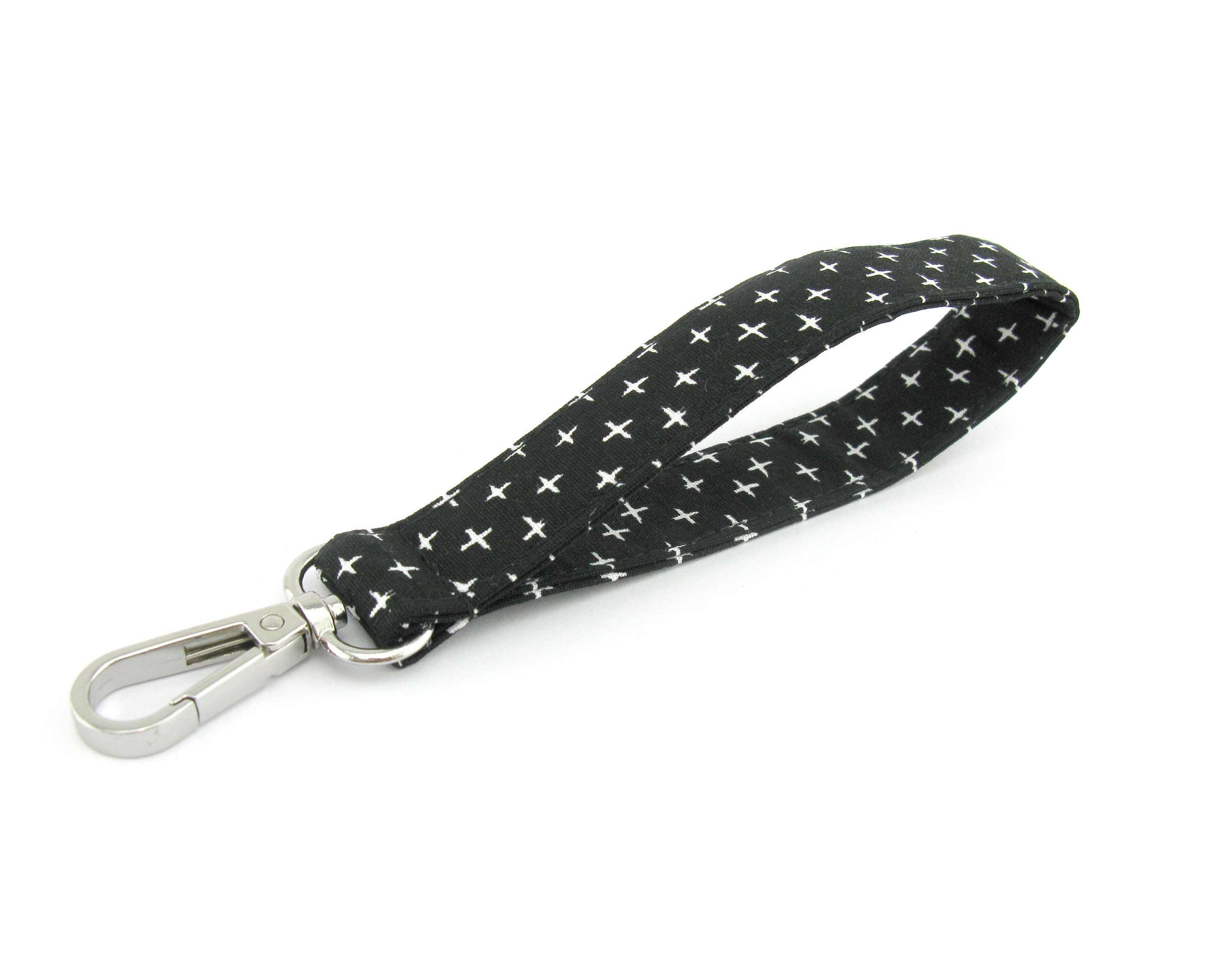 White Crosses on Black Key Fob Keyring Wristlet Swivel Clip Etsy
