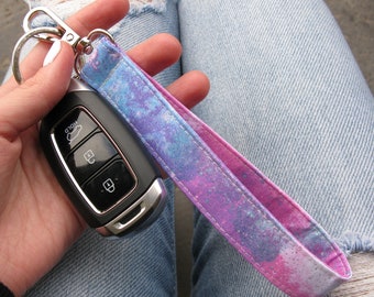 Glitter Galaxy Key Fob Keyring Wristlet Swivel Clip Lanyard