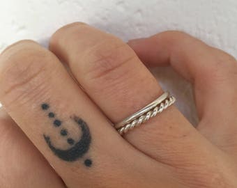 Twisted & plain silver stacking ring set // handmade to order // choose your size // recycled sterling silver