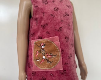 SamiBop Corduroy Print Jumper Dress with Patch Pocket - Size 1
