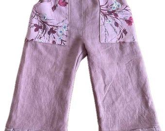 SamiBop Dusty Pink Linen 3/4 Pant - Size 3 and 4