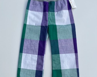 SamiBop Checked Cotton Pant with Rib Waist - Size 00-3