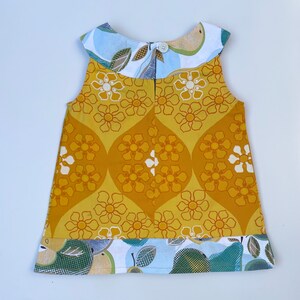 Samibop Yellow/Orange Handmade Vintage Fruit Print Yoke and Hem Dress Size 2 image 2