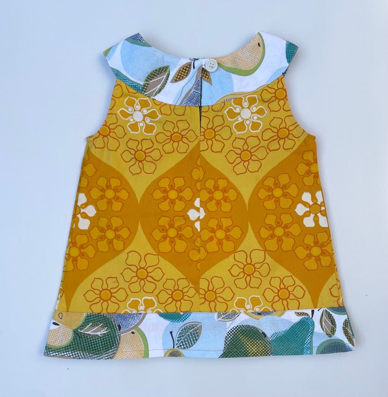 Samibop Yellow/Orange Handmade Vintage Fruit Print Yoke and Hem Dress Size 2 image 2