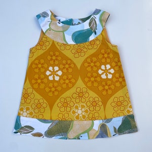 Samibop Yellow/Orange Handmade Vintage Fruit Print Yoke and Hem Dress Size 2 image 1