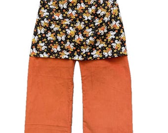 SamiBop Cotton Skant (Skirt/Pant in one) - Vintage Seersucker and Rust Corduroy - Size 3