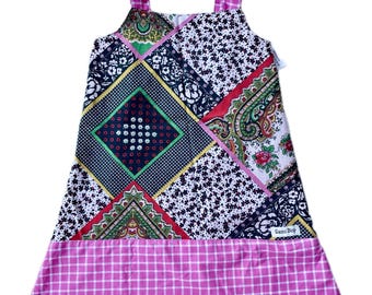 Vintage Patchwork Print with Cotton Check Dress - Size 4
