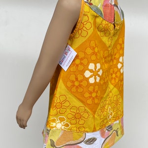 Samibop Yellow/Orange Handmade Vintage Fruit Print Yoke and Hem Dress Size 2 image 5