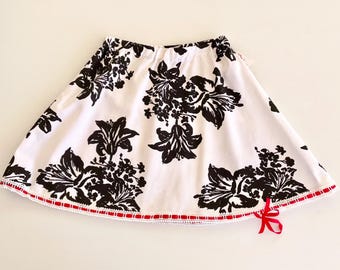 Girls' Flared Cotton Skirt with Ribbon Hem - Size 3 and 4
