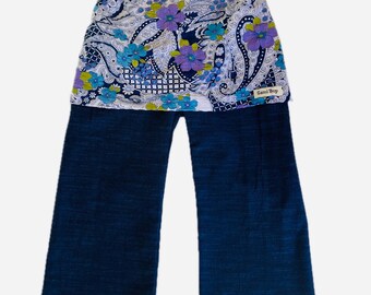 SamiBop Cotton Skant (Skirt/Pant in one) - Vintage Seersucker and Dark Blue - Size 3