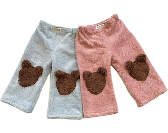 SamiBop Cotton Chenille Teddybear Pants in Pink and Blue - Size 0 and 1
