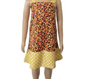 Cotton Floral Dress with Polka Dot Hemband - Size 4
