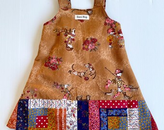 SamiBop Vintage Animated Print with Patchwork Print Hemband - Size 1