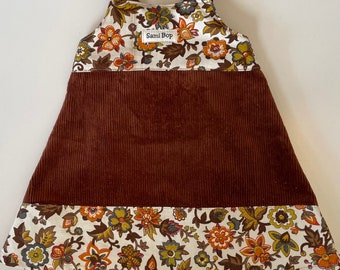 SamiBop Rust Brown Corduroy Tunic with Floral Trim - Size 0