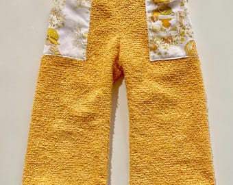 SamiBop Yellow Chenille Pant with Vintage Pockets - Size 2