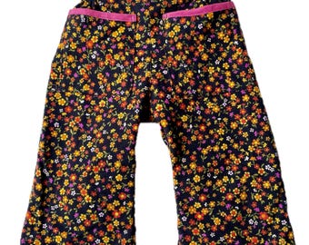 Handmade Vintage Brushed Floral Cotton Pant - Size 0 (6 mths) only