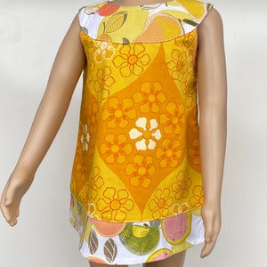 Samibop Yellow/Orange Handmade Vintage Fruit Print Yoke and Hem Dress Size 2 image 3