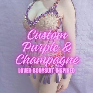 Inspired Lover Purple & Champagne BodySuit Commissie - Taylor body, Eras outfit, Glitter BodySuit, Kostuum, Cosplay