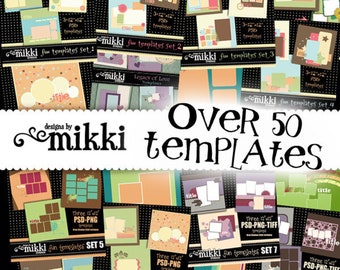 Digital Scrapbook Templates - Set of OVER 80 PSD templates for scrapbooking