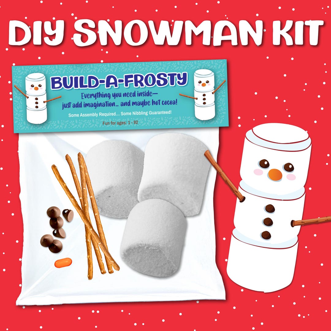 DIY Snowman Kit – Edible Holiday Gag Gift, Build & Snack, Printable ...