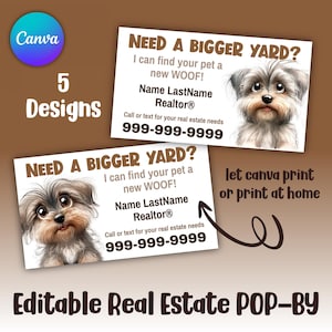 POPBY editable e imprimible para agentes inmobiliarios, perro, ¿necesita un patio más grande? Pop-By Regalo de recomendación personalizable Agente inmobiliario Bienes raíces Descarga instantánea canva