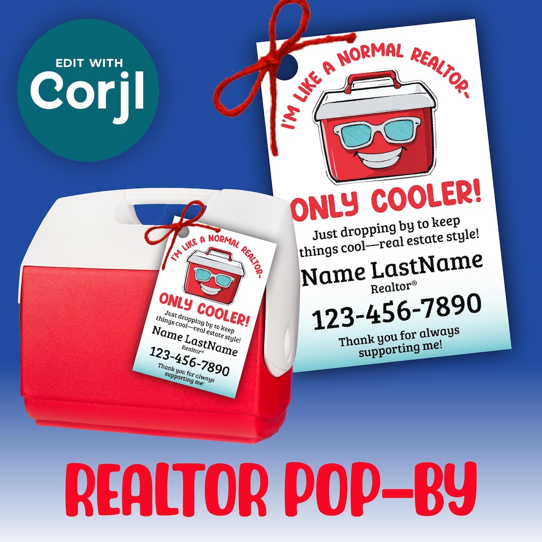 Realtor Cooler Raffle Cooler, Realtor, Thanks, Summer, 4th, Editable Printable POP BY for ...