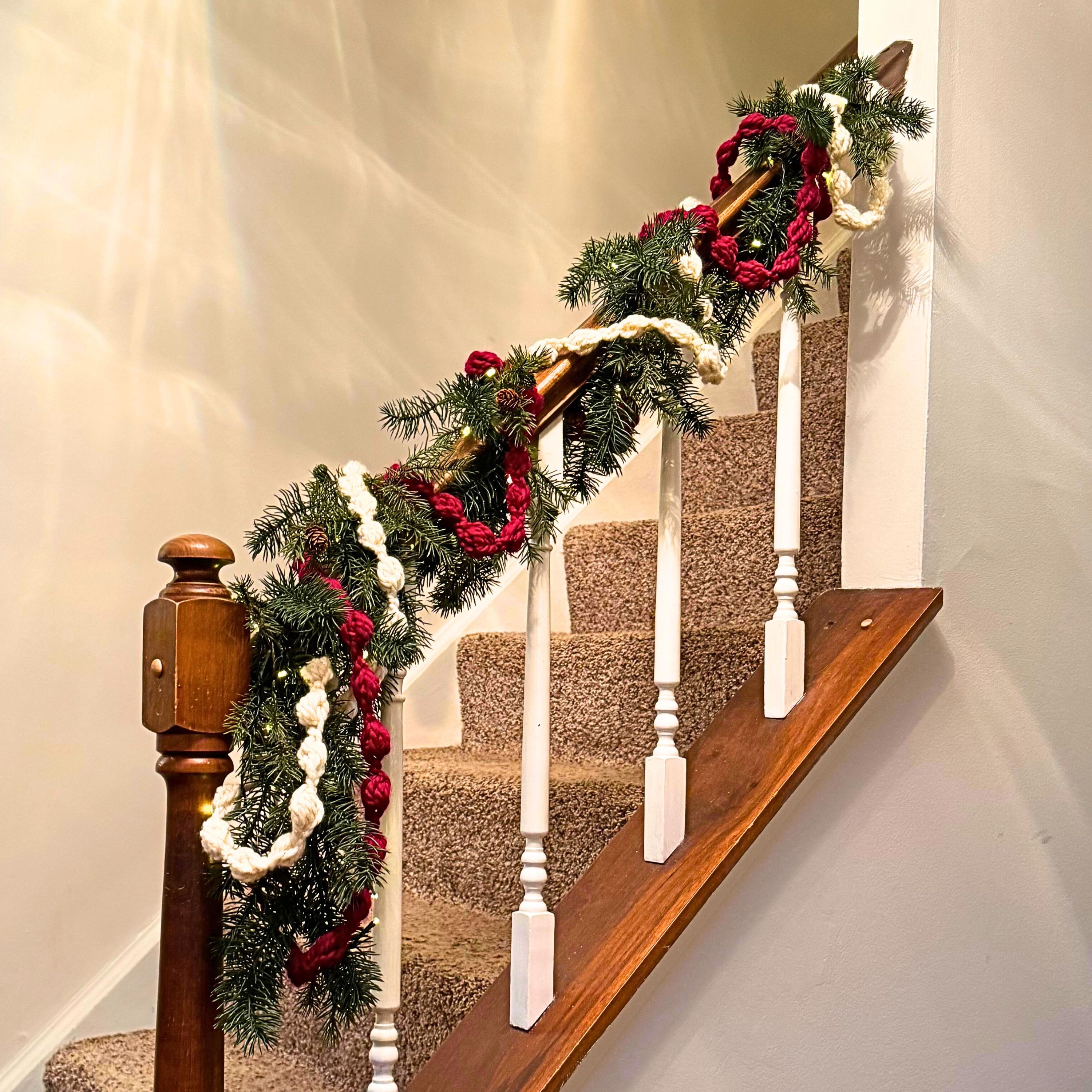 Chunky Crocheted Bubble Popcorn Garland Christmas Tree, Stair…