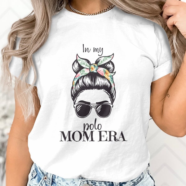 Trendy Polo Mom Era T-Shirt, Stylish Mom Life Graphic Tee, Casual Women Fashion Top