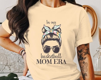 Basketball Mom Era Tee With Floral Bun And Sunglasses, Womens Sports Fashion Top