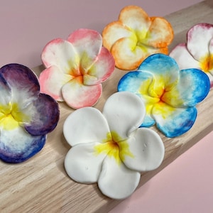 6 Hawaiian Flowers Plumeria Choose Color  Flowers Fondant Gum Paste Edible Decorations Cake Topper Sugar Floral Decorations Handmade Wedding