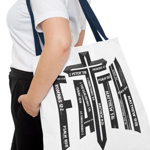 Faith Scripture Tote Bag: Religious Christian Reusable Grocery Bag