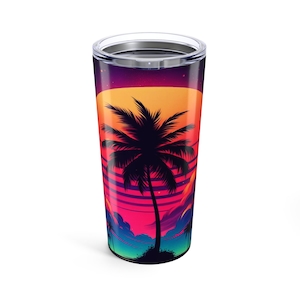 Tropical Sunset Tumbler: Insulated Stainless Steel Travel Mug