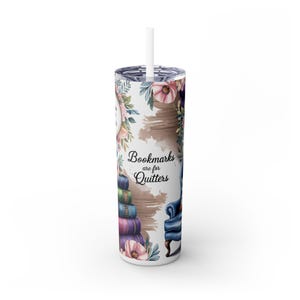 Book Lover&#39;s Skinny Tumbler with Straw, 20oz | Perfect for Readers, Literary Gifts, Coffee on the Go, Bookish Decor, Cute Summer Drinkware