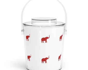 Red Republican Ice Bucket with Tongs