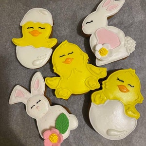 Homemade Ukrainian cakes. Easter cake. Sweet cookies. Bunnies Chickens and others