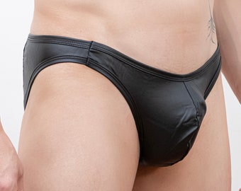 Men's Leather Look Lace Slip Briefs / Femboy Lingerie