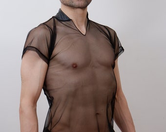 Transparente Herren Unterhemd und Panty Set / Femboy Dessous / Sissy Dessous Set für Männer