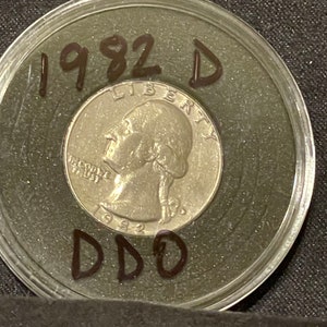 1982 D Washington Quarter DDO ( schwer)