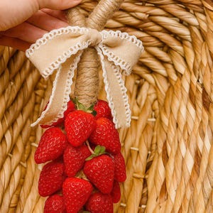 Aardbeienzeep aan een touw Fruitige zeep Cadeau voor haar Natuurlijke handgemaakte zeep Decoratieve keukendecoraties