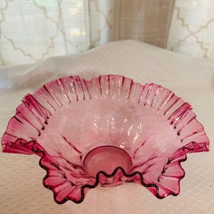 Vintage Fenton Cranberry Ruffled Bowl