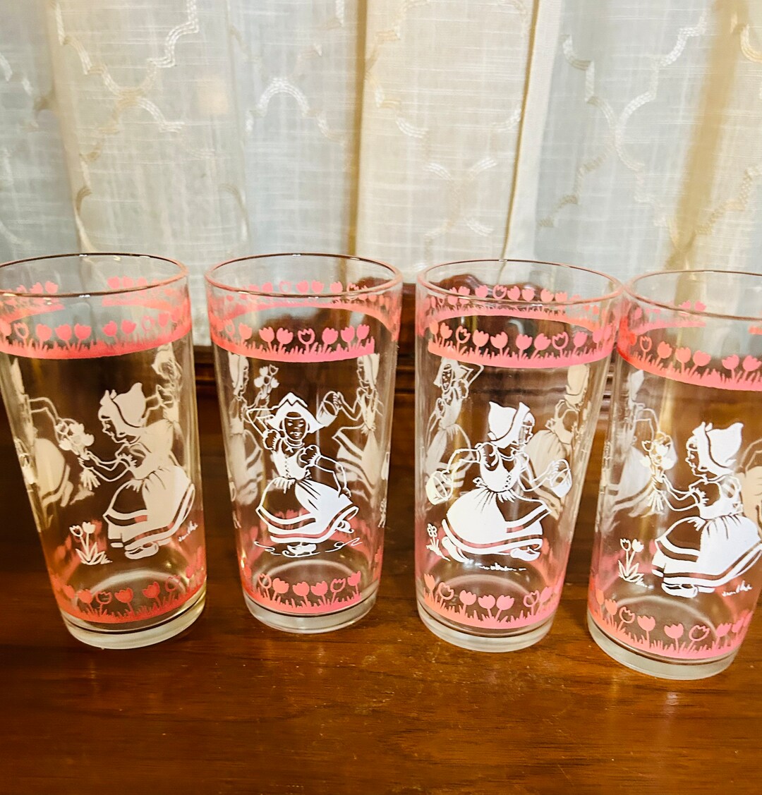 Vintage Pink and White Dutch Tulip Tumblers - Etsy