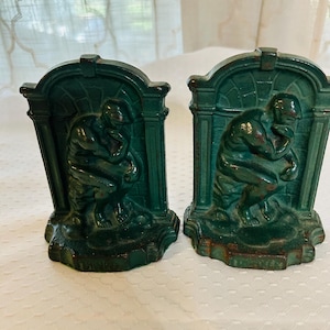 Vintage Rodin Cast Iron Bookends “The Thinker”