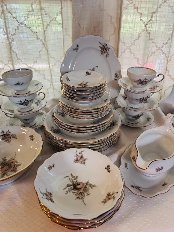 Vintage Johann Haviland “sepia Rose” Dinnerware Set - Etsy