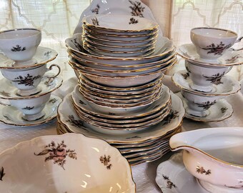 Vintage Johann Haviland “sepia Rose” Dinnerware Set - Etsy